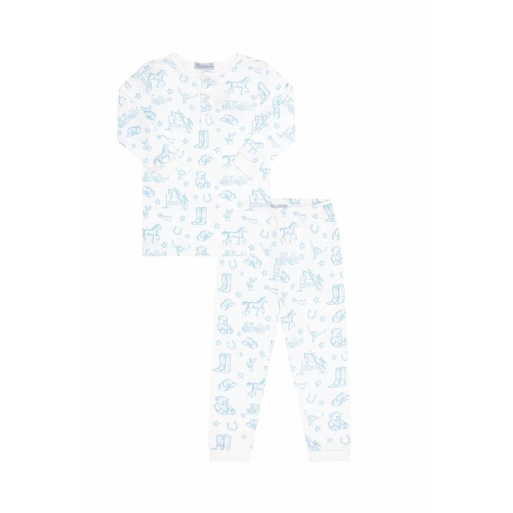 NEW NELLA PIMA boys lone star toile pajamas in blue